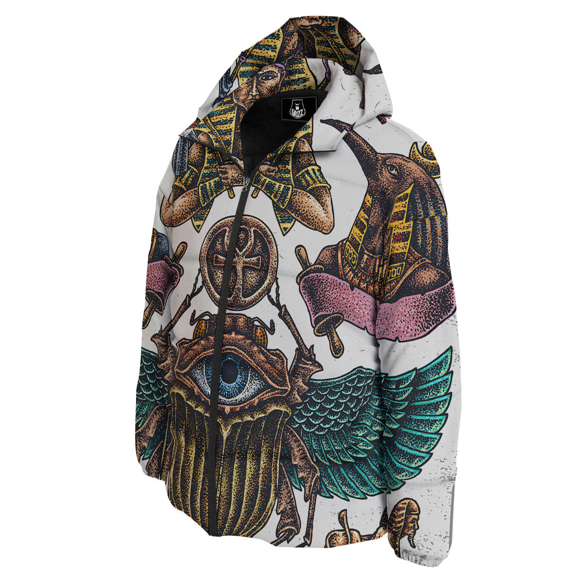 Egypt Hand Drawn Print Down Jacket-grizzshop