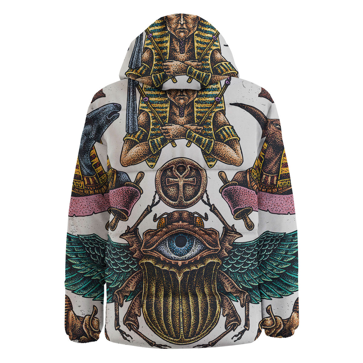 Egypt Hand Drawn Print Down Jacket-grizzshop