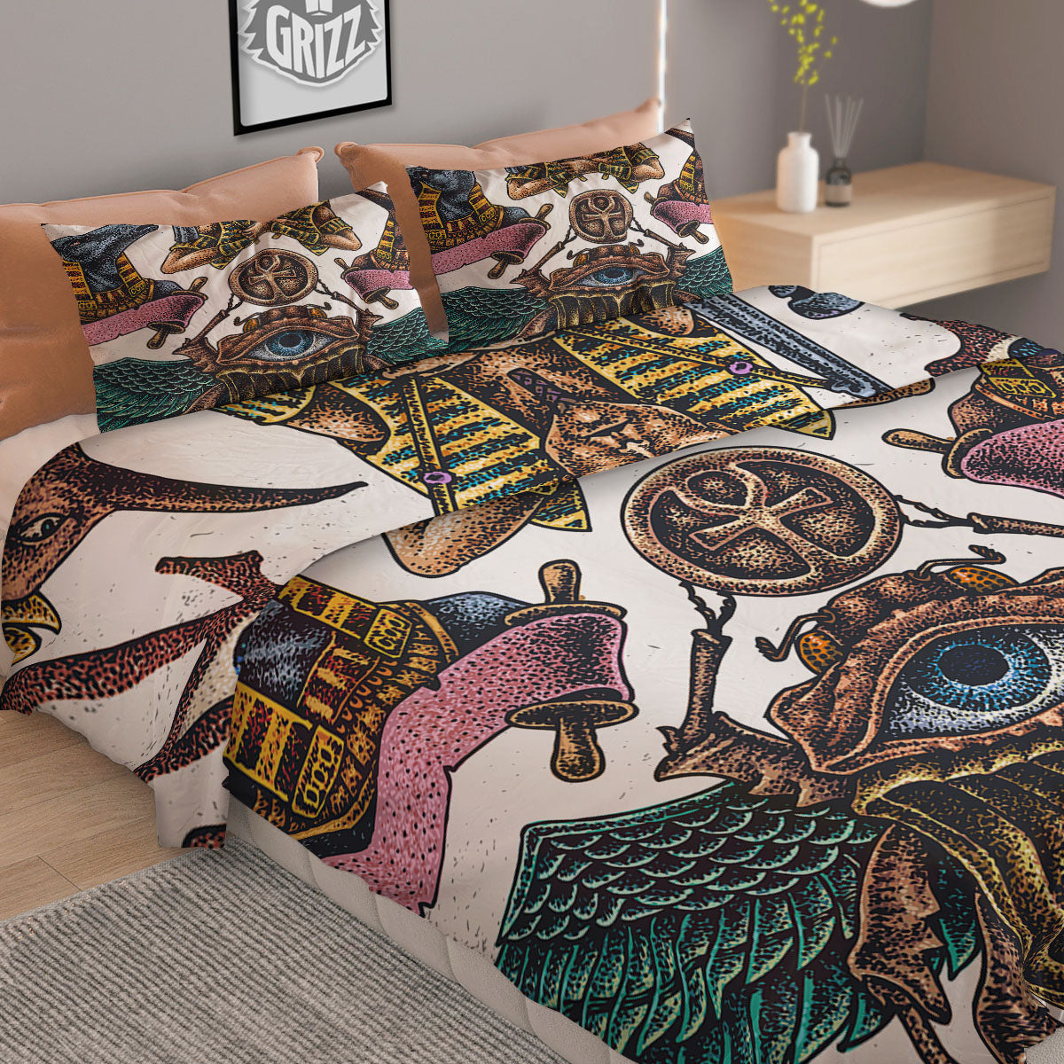 Egypt Hand Drawn Print Duvet Cover Bedding Set
