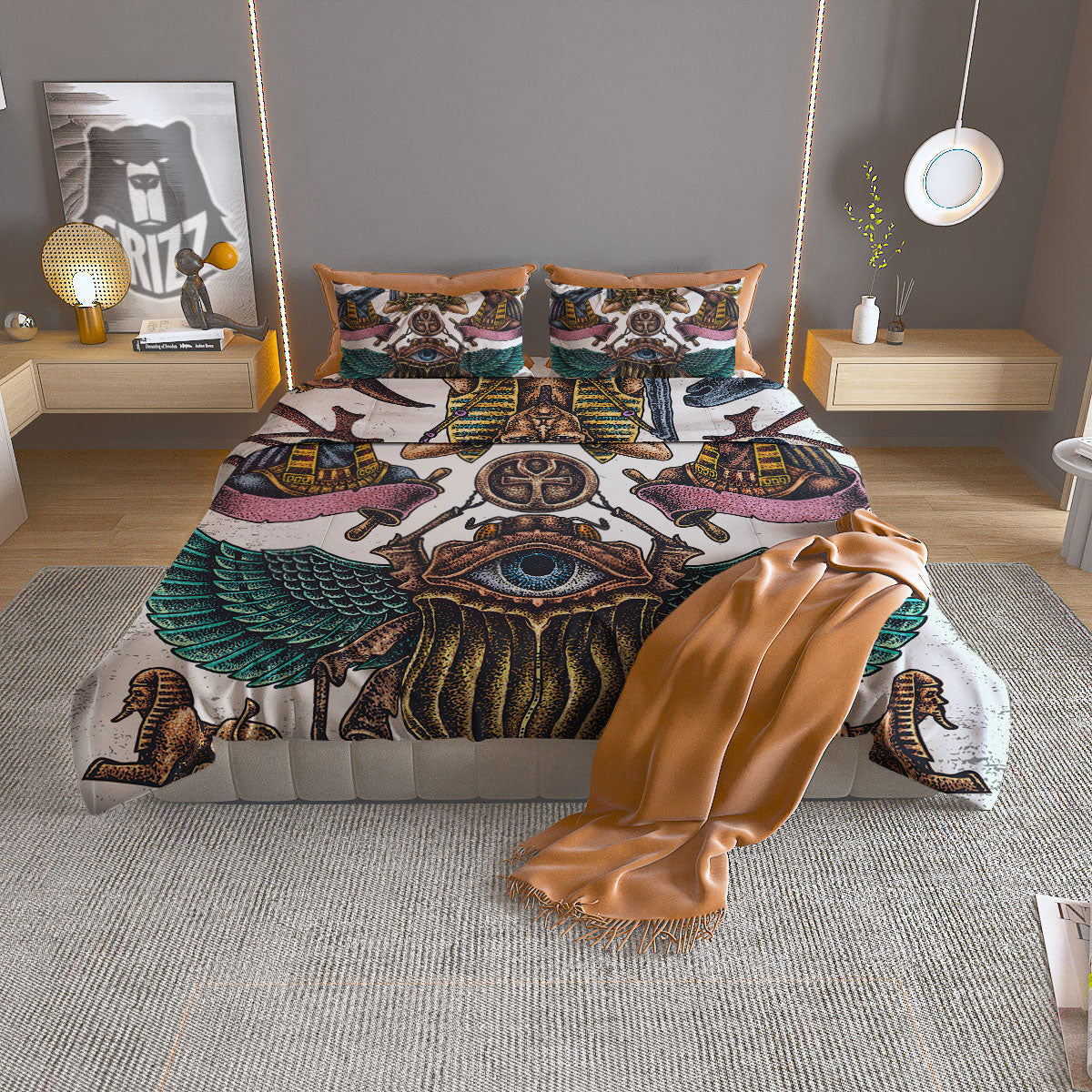 Egypt Hand Drawn Print Duvet Cover Bedding Set