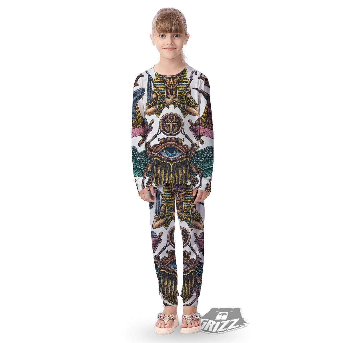 Egypt Hand Drawn Print Kid's Pajamas-grizzshop