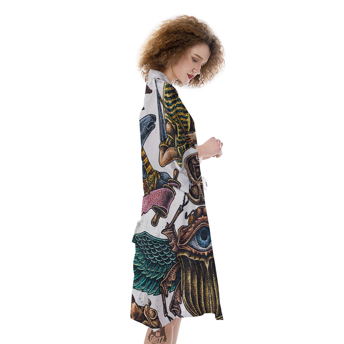 Egypt Hand Drawn Print Kimono-grizzshop