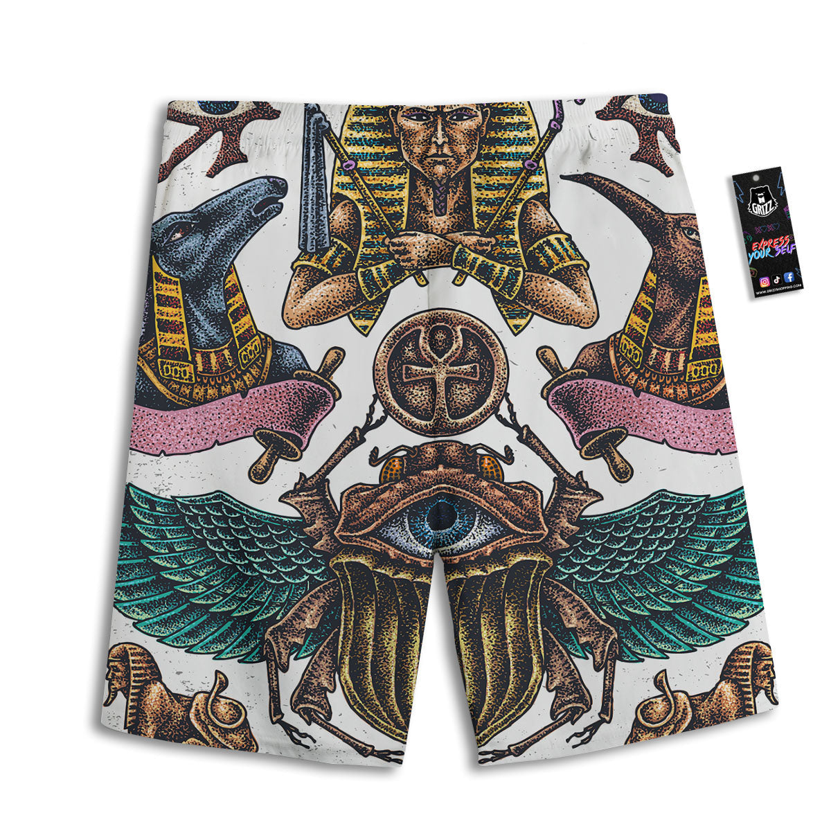 Egypt Hand Drawn Print Men's Athletic Shorts