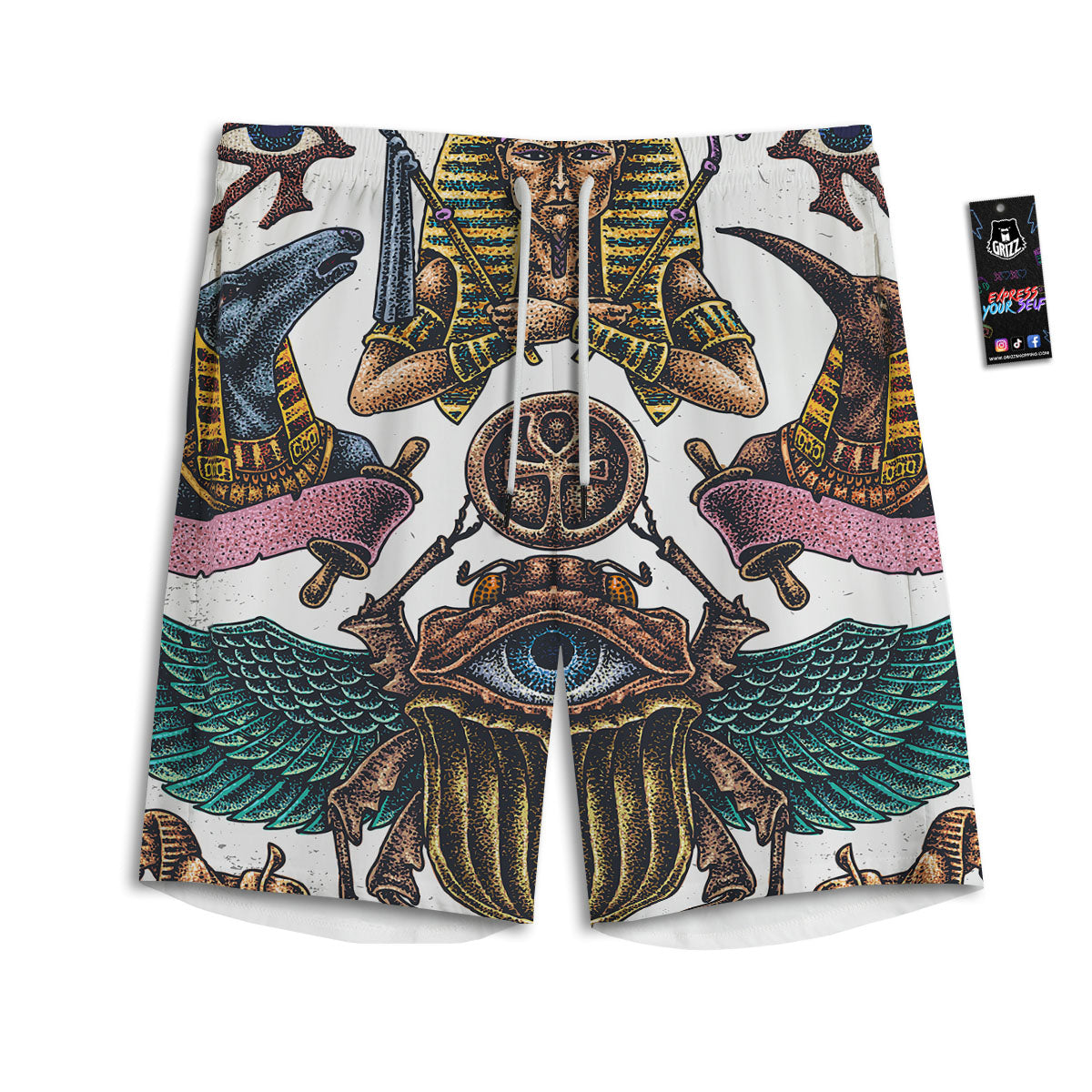 Egypt Hand Drawn Print Men's Athletic Shorts