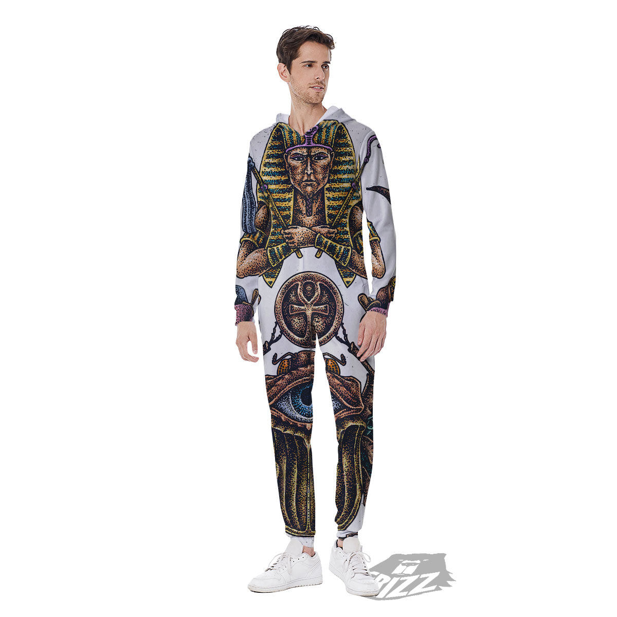 Egypt Hand Drawn Print Men's Jumpsuit-grizzshop