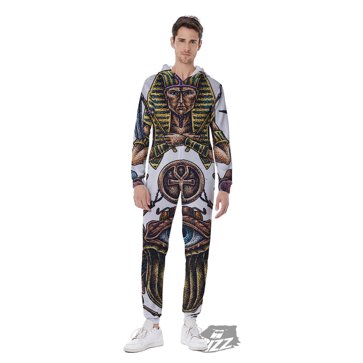 Egypt Hand Drawn Print Men's Jumpsuit-grizzshop