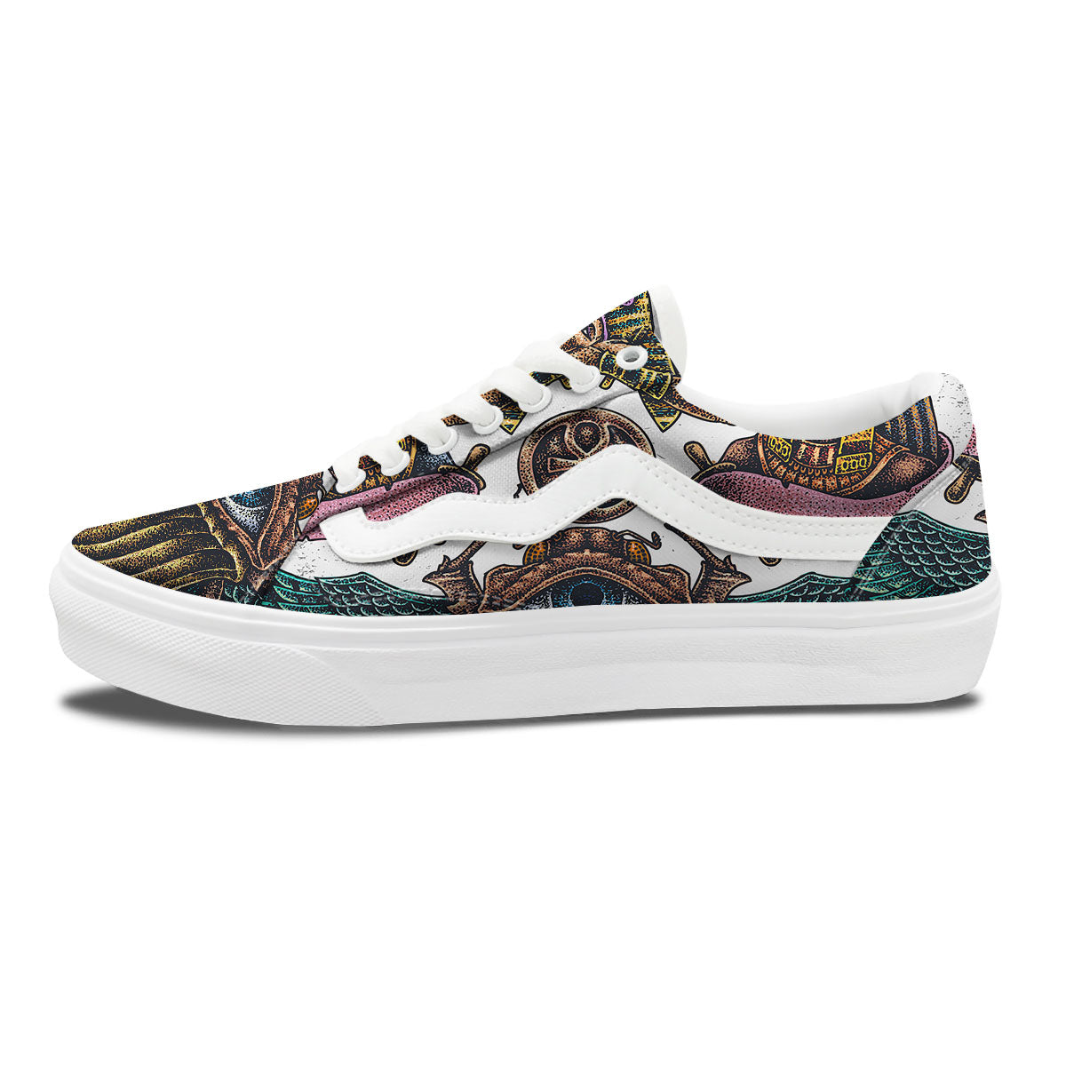 Egypt Hand Drawn Print Skate Shoes-grizzshop