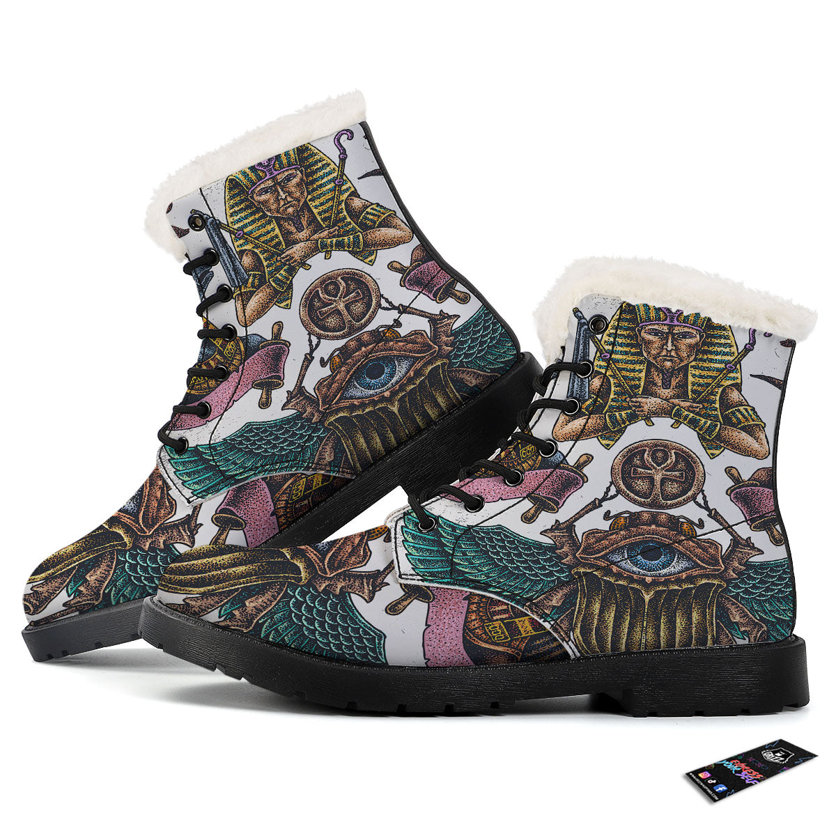 Egypt Hand Drawn Print Winter Boots-grizzshop