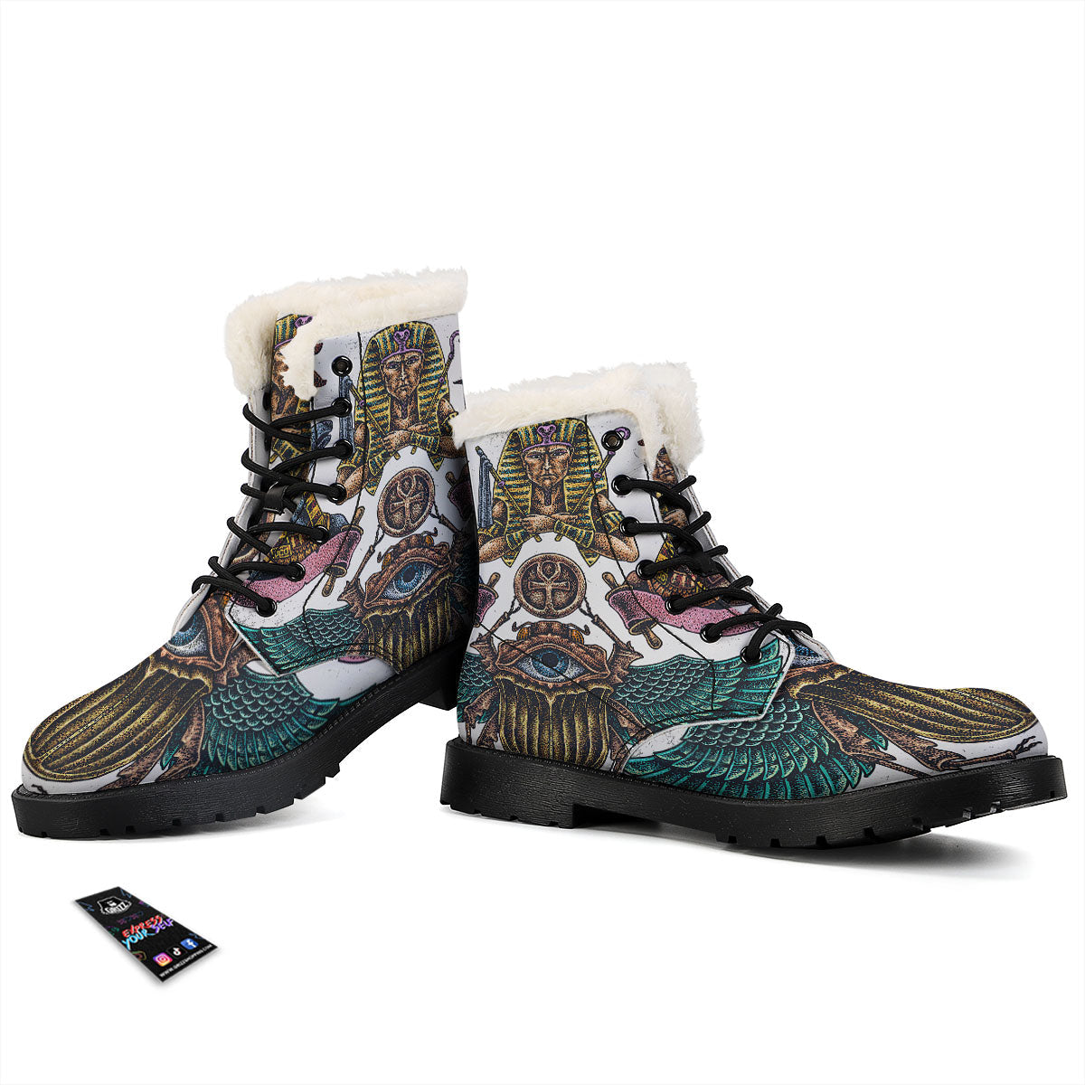 Egypt Hand Drawn Print Winter Boots-grizzshop