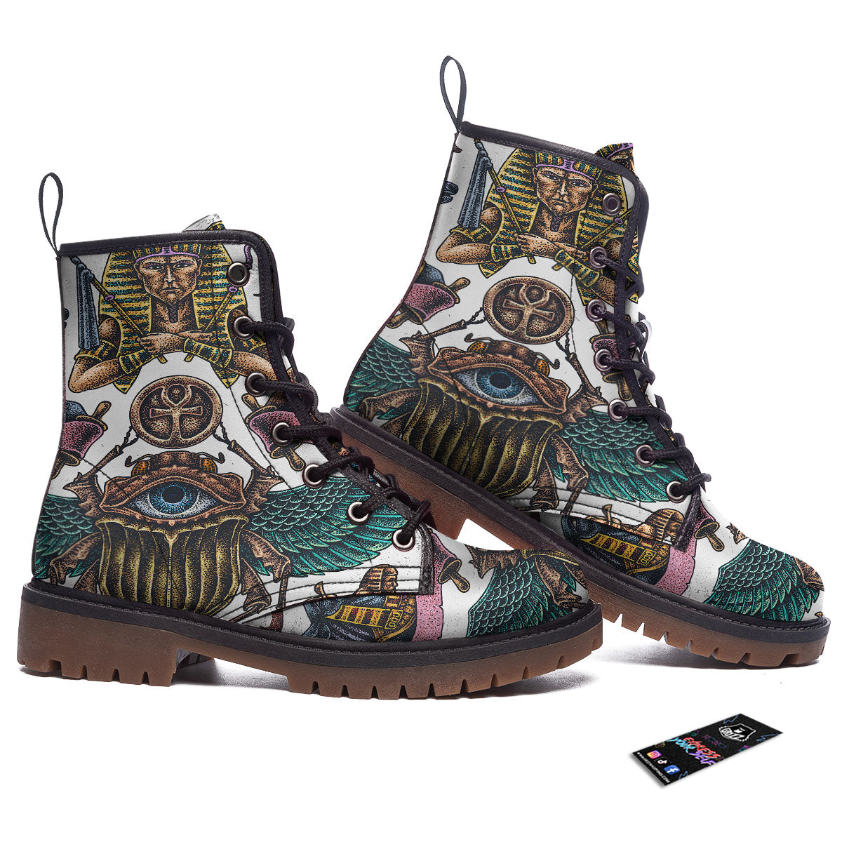 Egypt Hand Drawn Print Work Boots-grizzshop