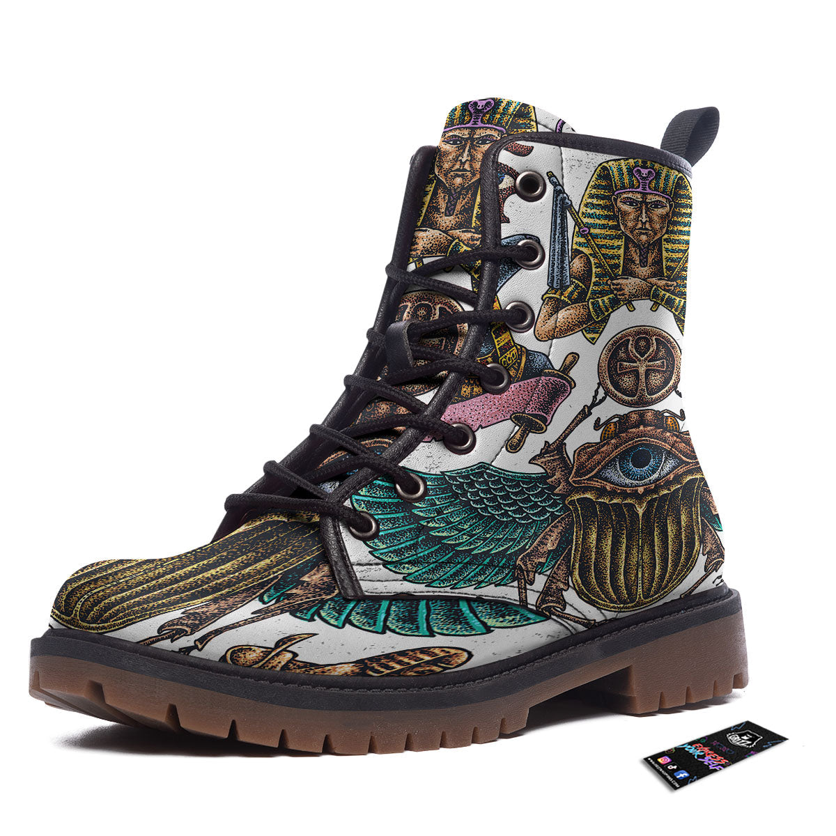 Egypt Hand Drawn Print Work Boots-grizzshop