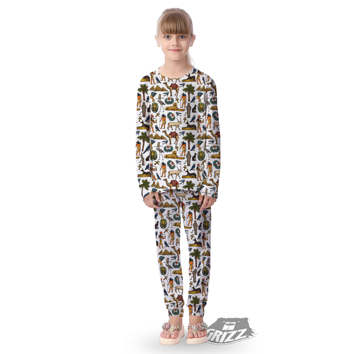 Egypt Religion Symbols Print Pattern Kid's Pajamas-grizzshop