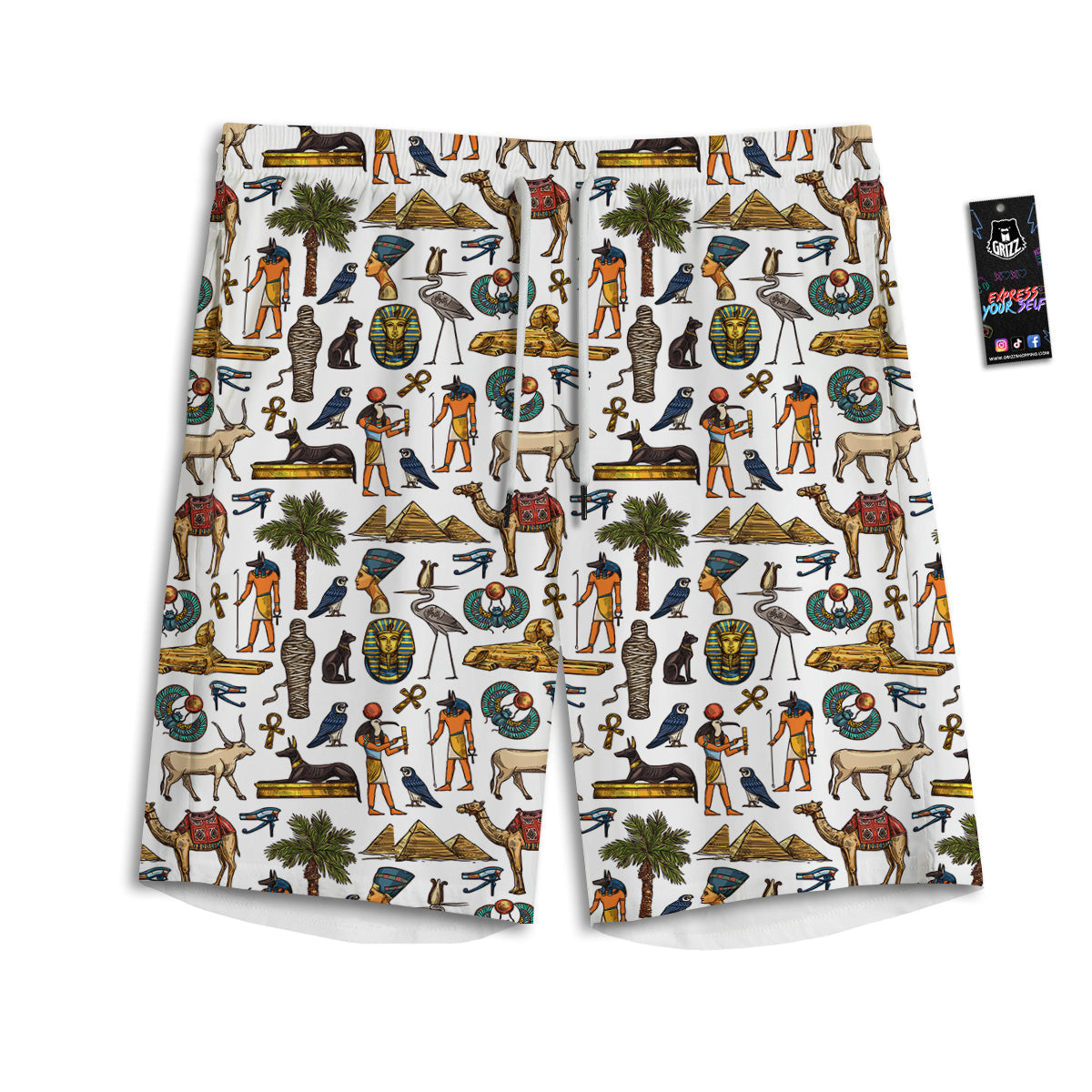 Egypt Religion Symbols Print Pattern Men's Athletic Shorts