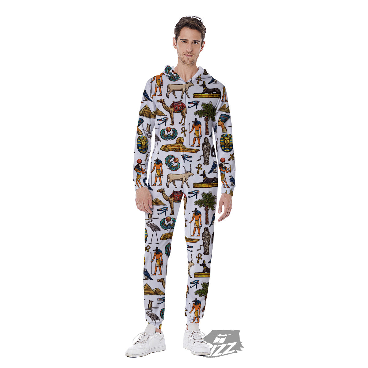 Egypt Religion Symbols Print Pattern Men's Jumpsuit-grizzshop