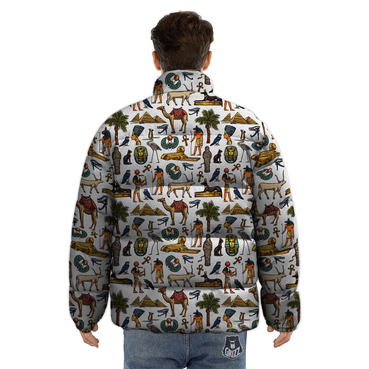 Egypt Religion Symbols Print Pattern Puffer Jacket-grizzshop