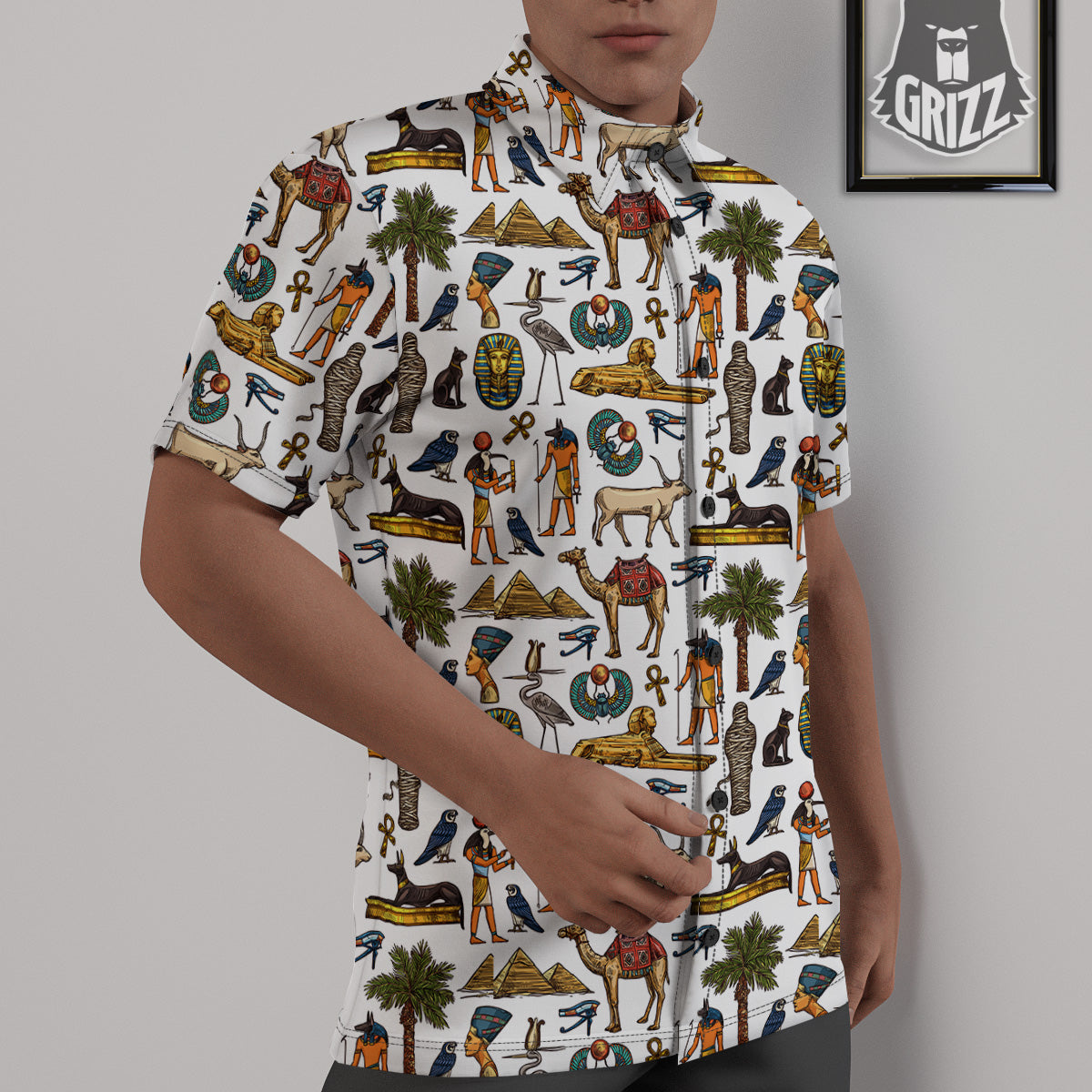 Egypt Religion Symbols Print Pattern Untucked Shirts-grizzshop