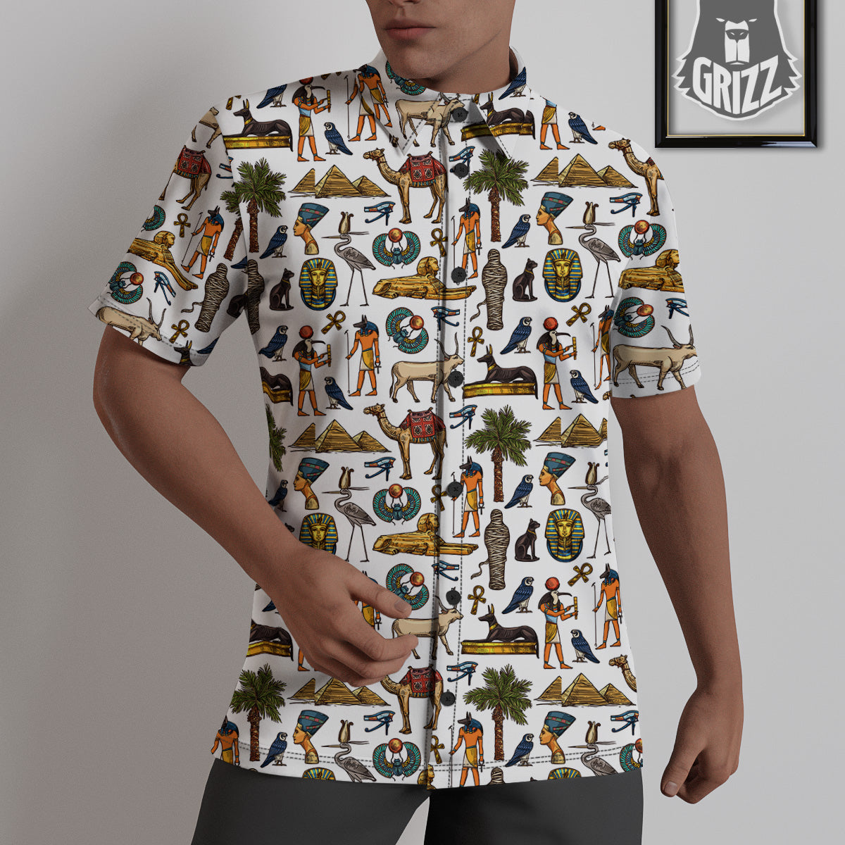 Egypt Religion Symbols Print Pattern Untucked Shirts-grizzshop