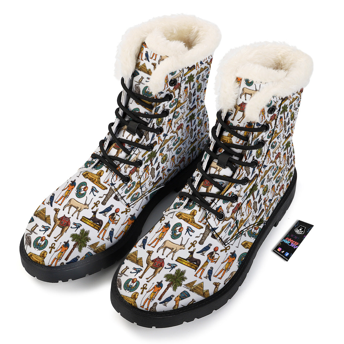 Egypt Religion Symbols Print Pattern Winter Boots-grizzshop