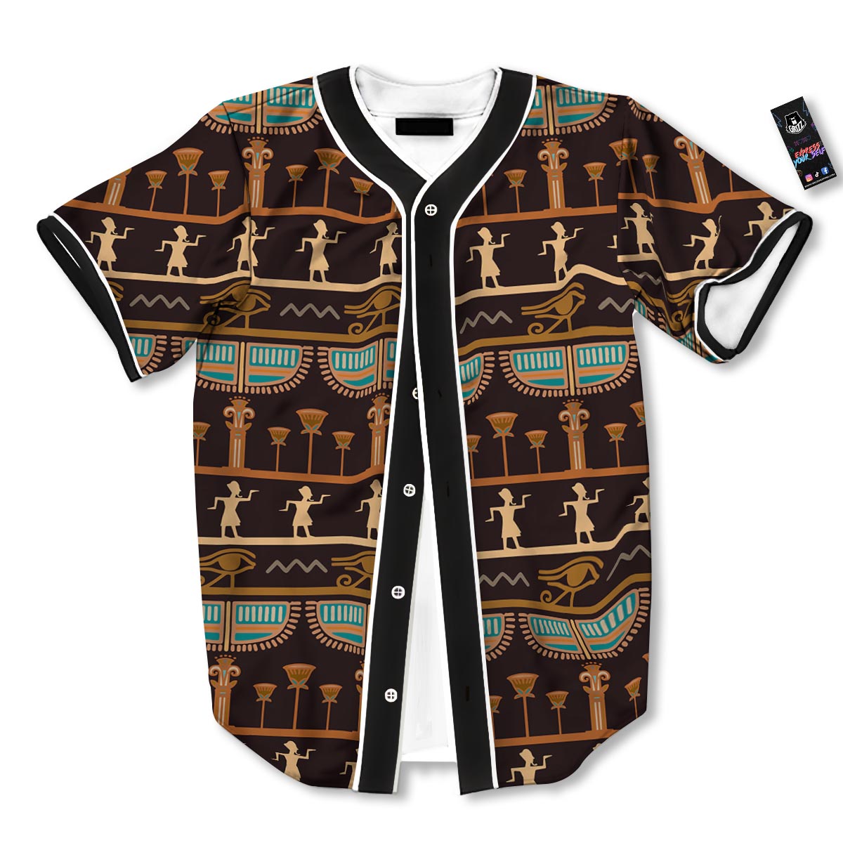 Egypt Tribal Print Pattern Baseball Jersey-grizzshop