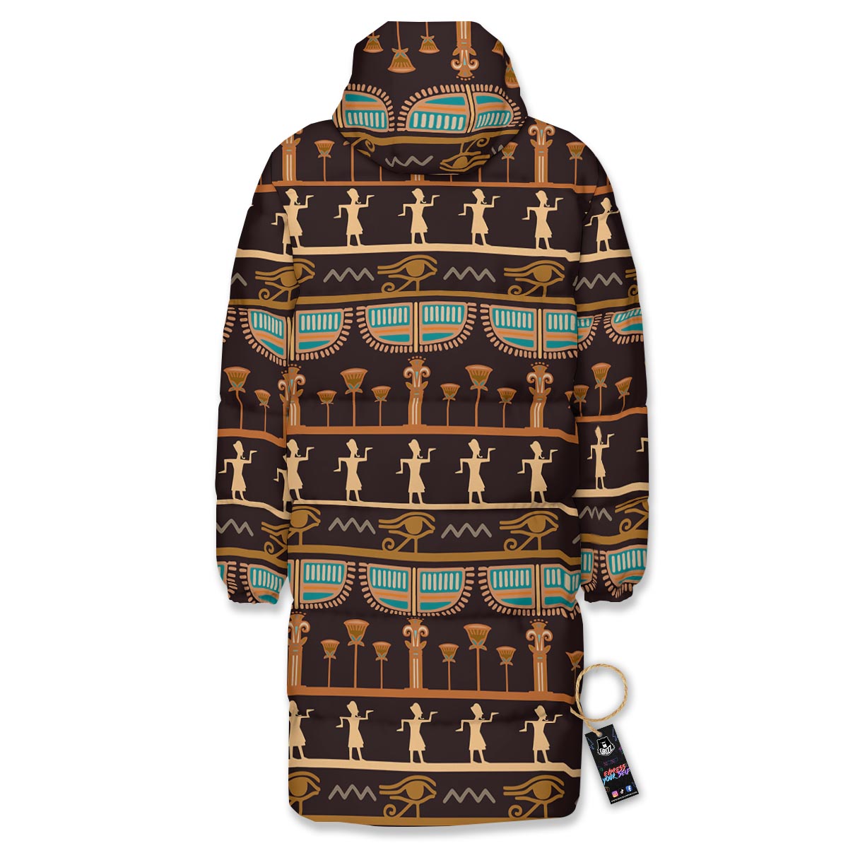 Egypt Tribal Print Pattern Long Down Jacket-grizzshop