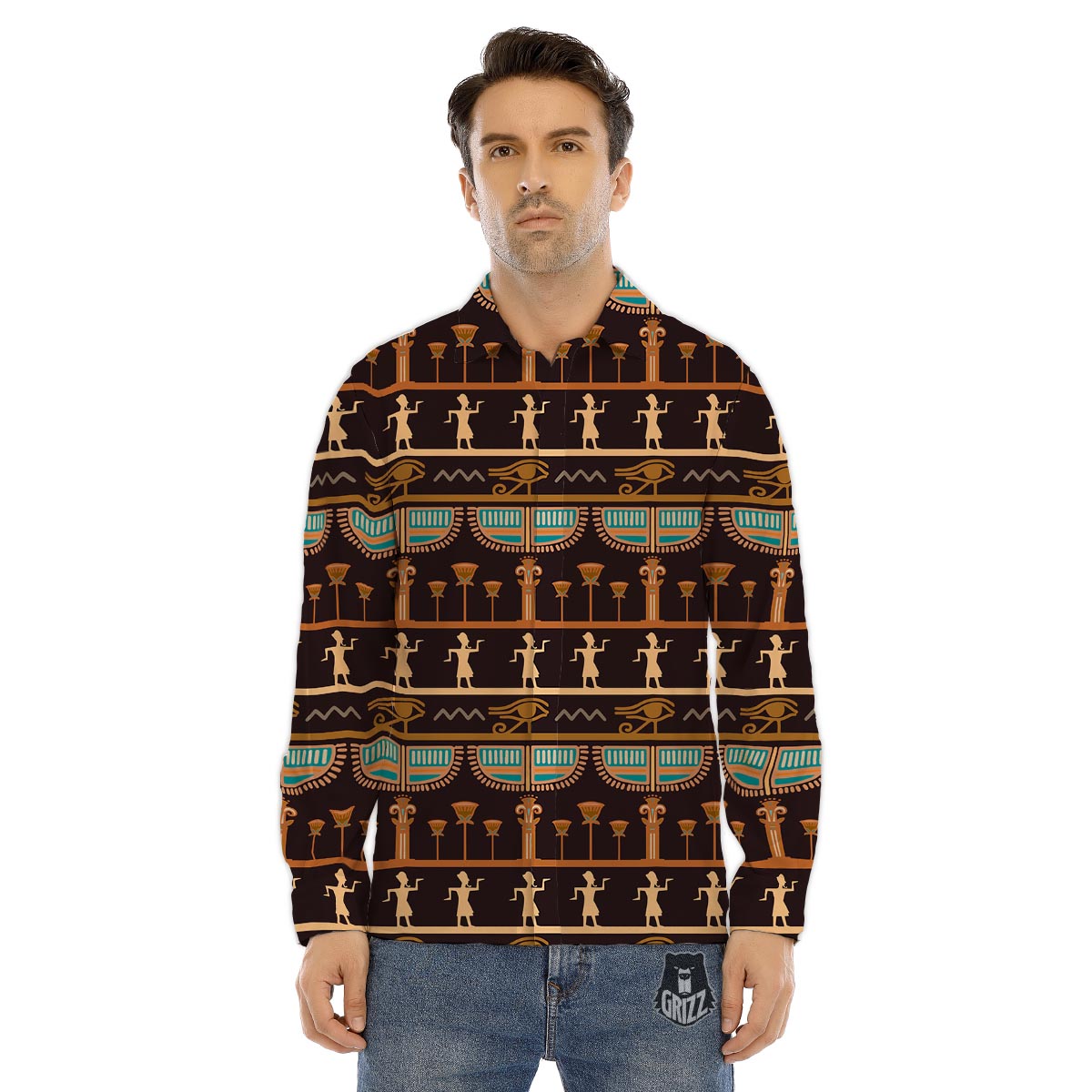Egypt Tribal Print Pattern Men's Dress Shirts-grizzshop