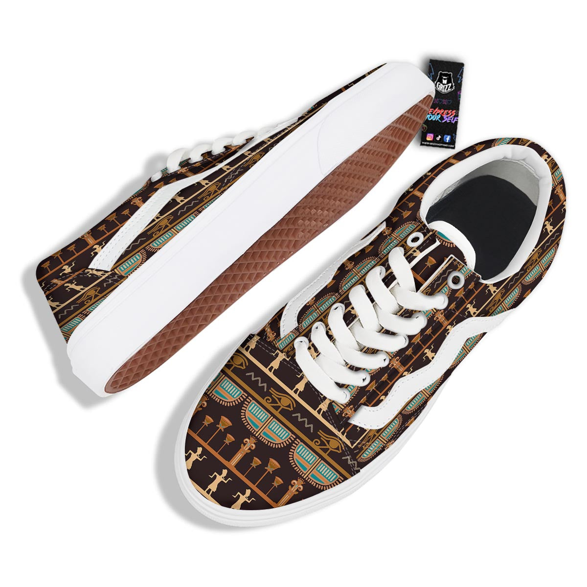 Egypt Tribal Print Pattern Skate Shoes-grizzshop