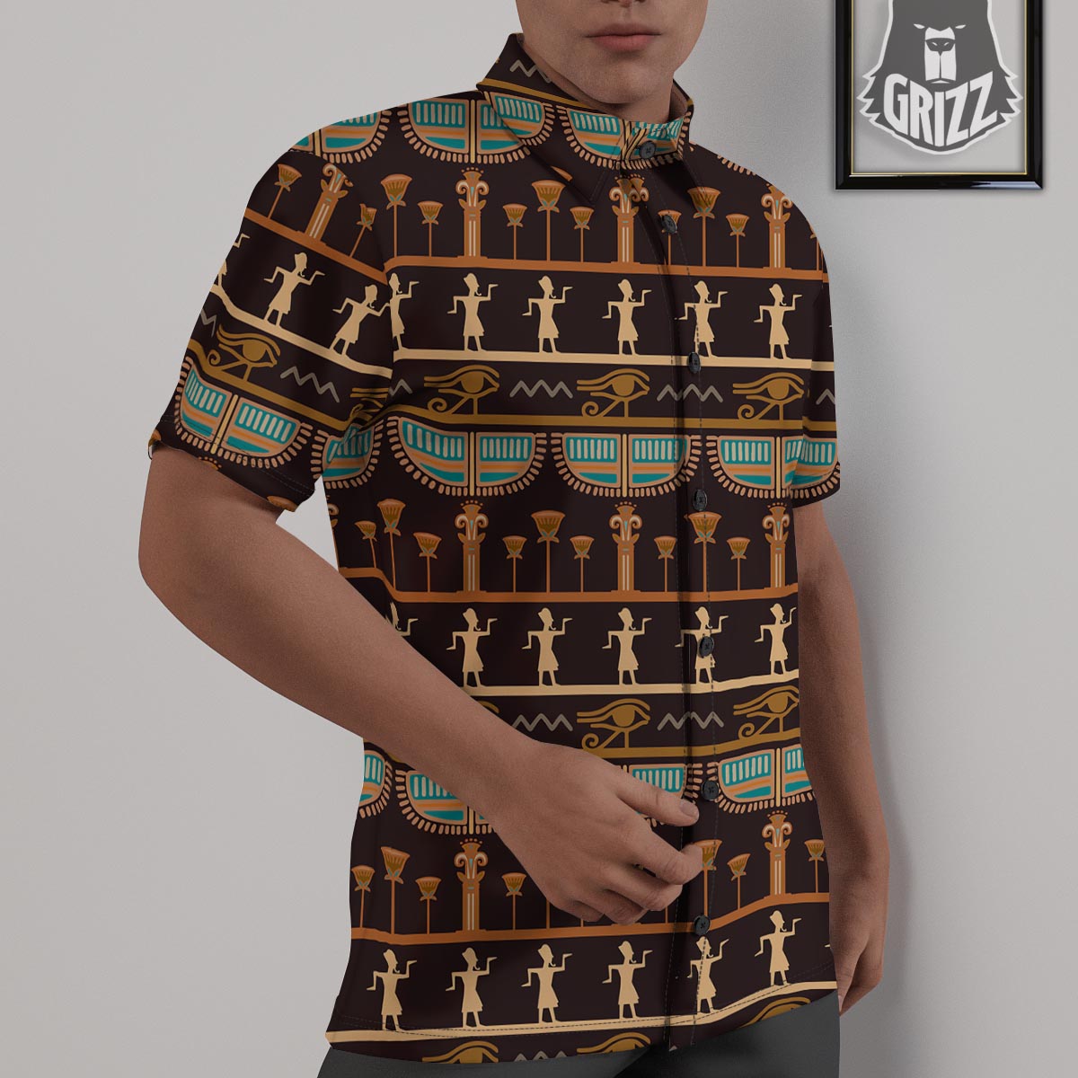 Egypt Tribal Print Pattern Untucked Shirts-grizzshop