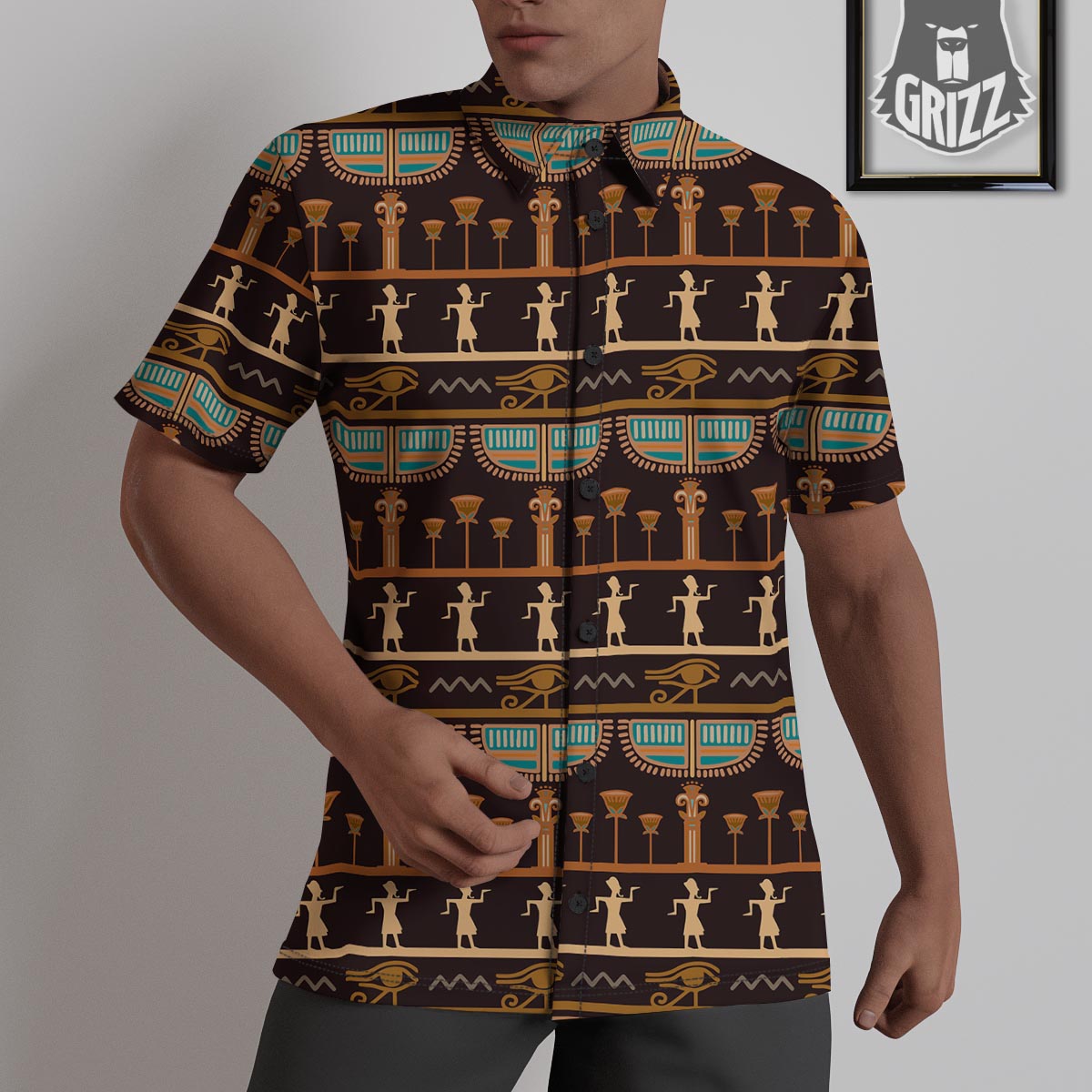 Egypt Tribal Print Pattern Untucked Shirts-grizzshop