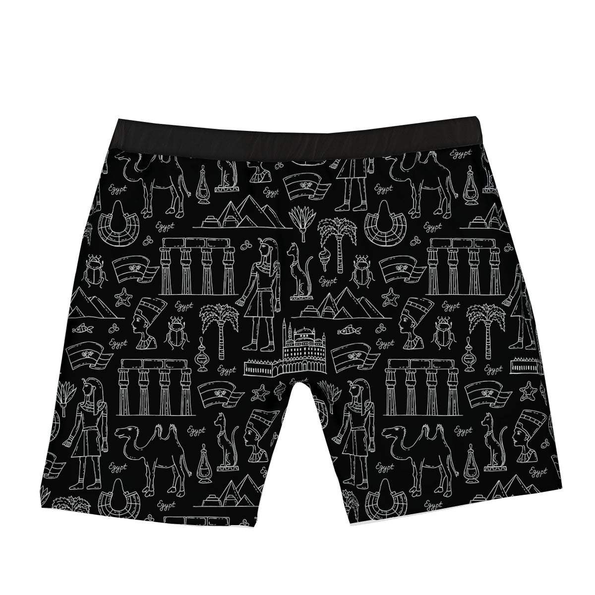 Egypt White And Black Print Pattern Boxer Briefs-grizzshop