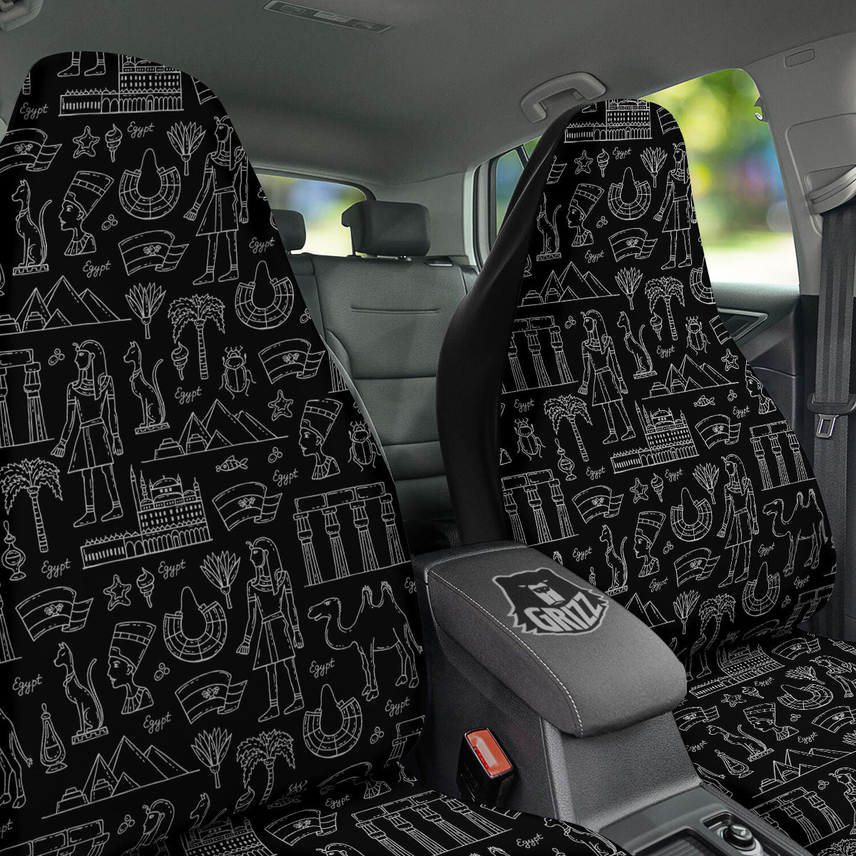 Egypt White And Black Print Pattern Car Seat Covers-grizzshop