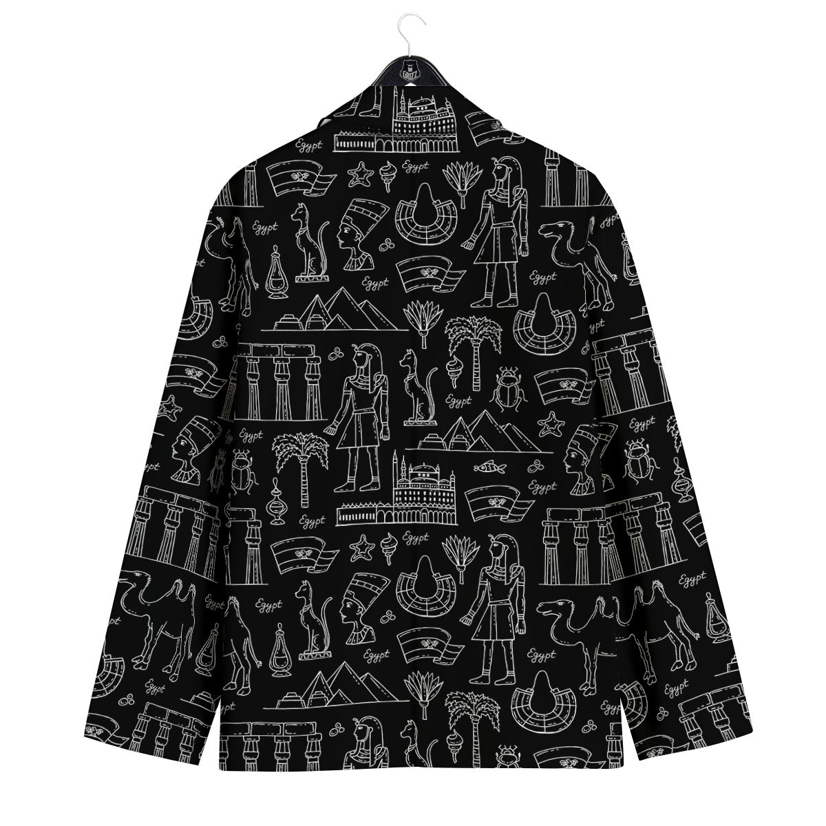 Egypt White And Black Print Pattern Men's Sport Coat-grizzshop