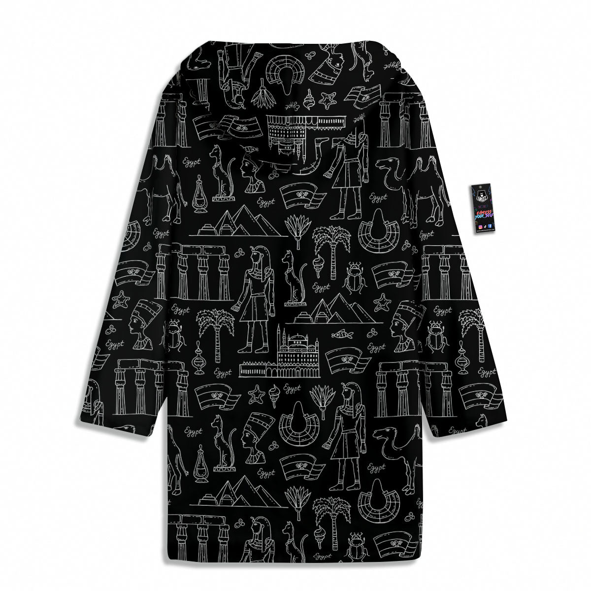 Egypt White And Black Print Pattern Men's Windbreaker Jacket-grizzshop