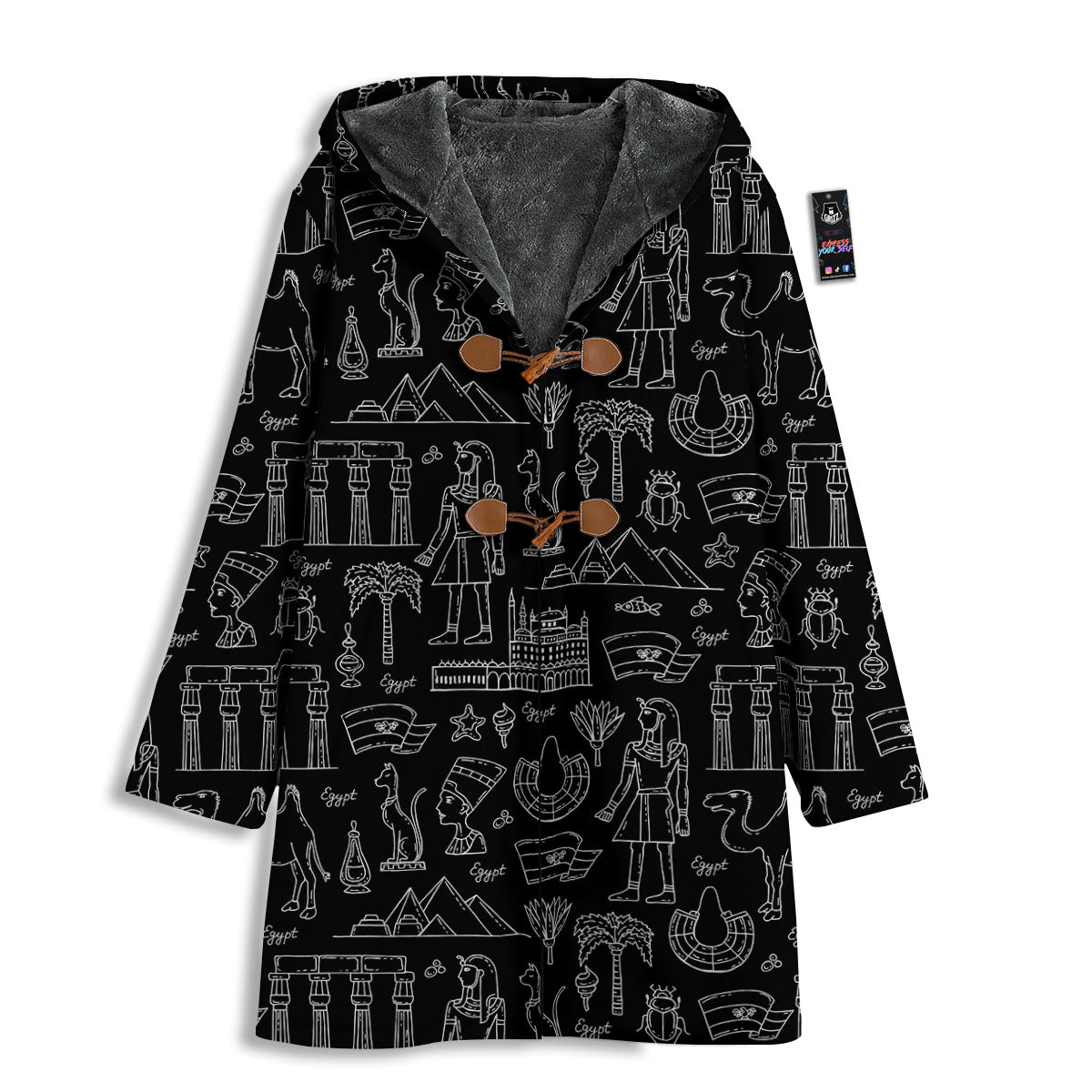 Egypt White And Black Print Pattern Men's Windbreaker Jacket-grizzshop