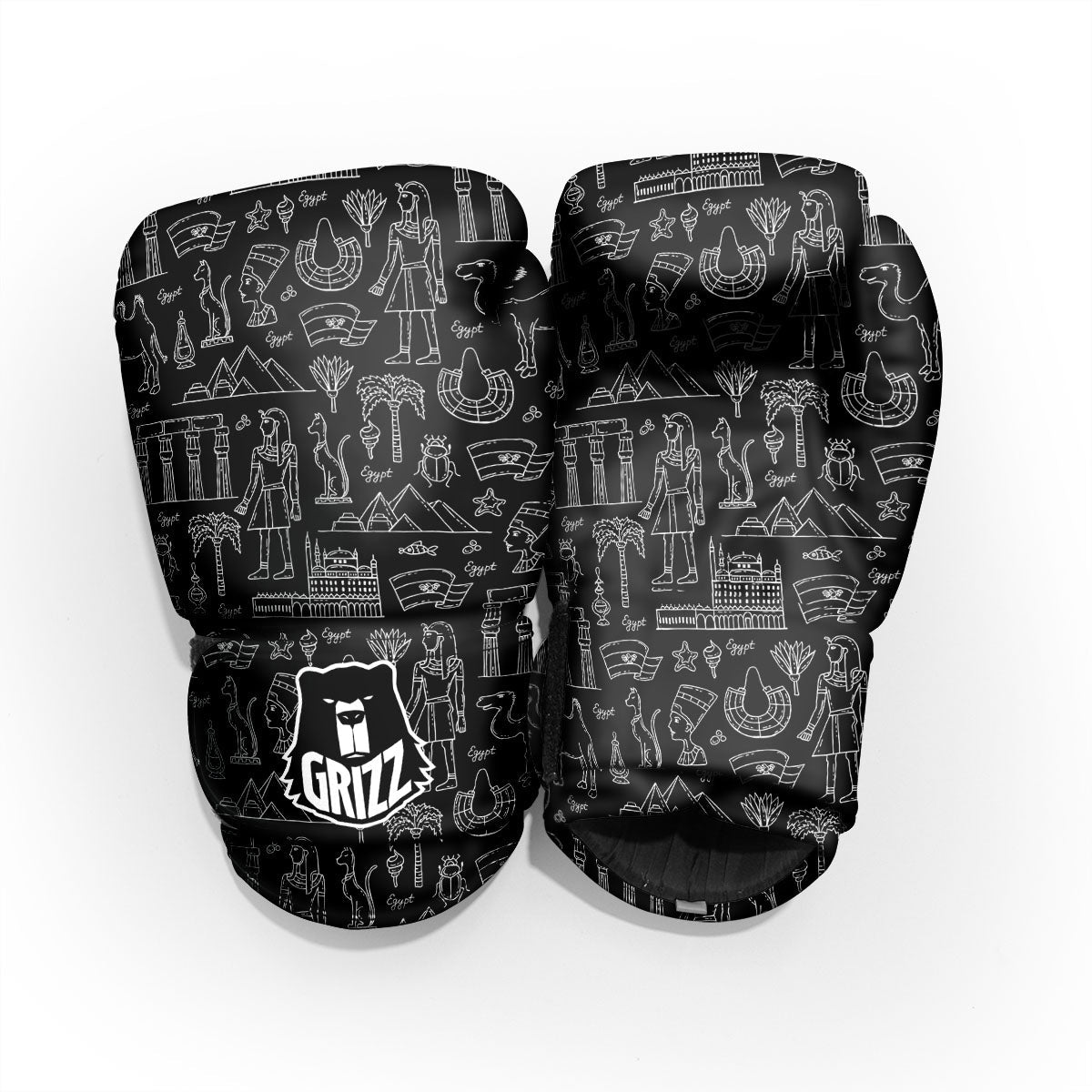 Egypt White And Black Print Pattern Pro Boxing Glove