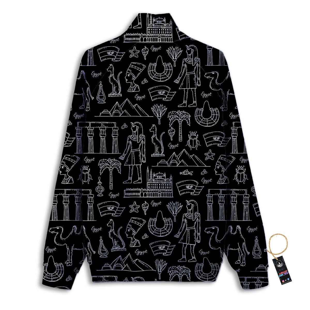 Egypt White And Black Print Pattern Track Jacket-grizzshop