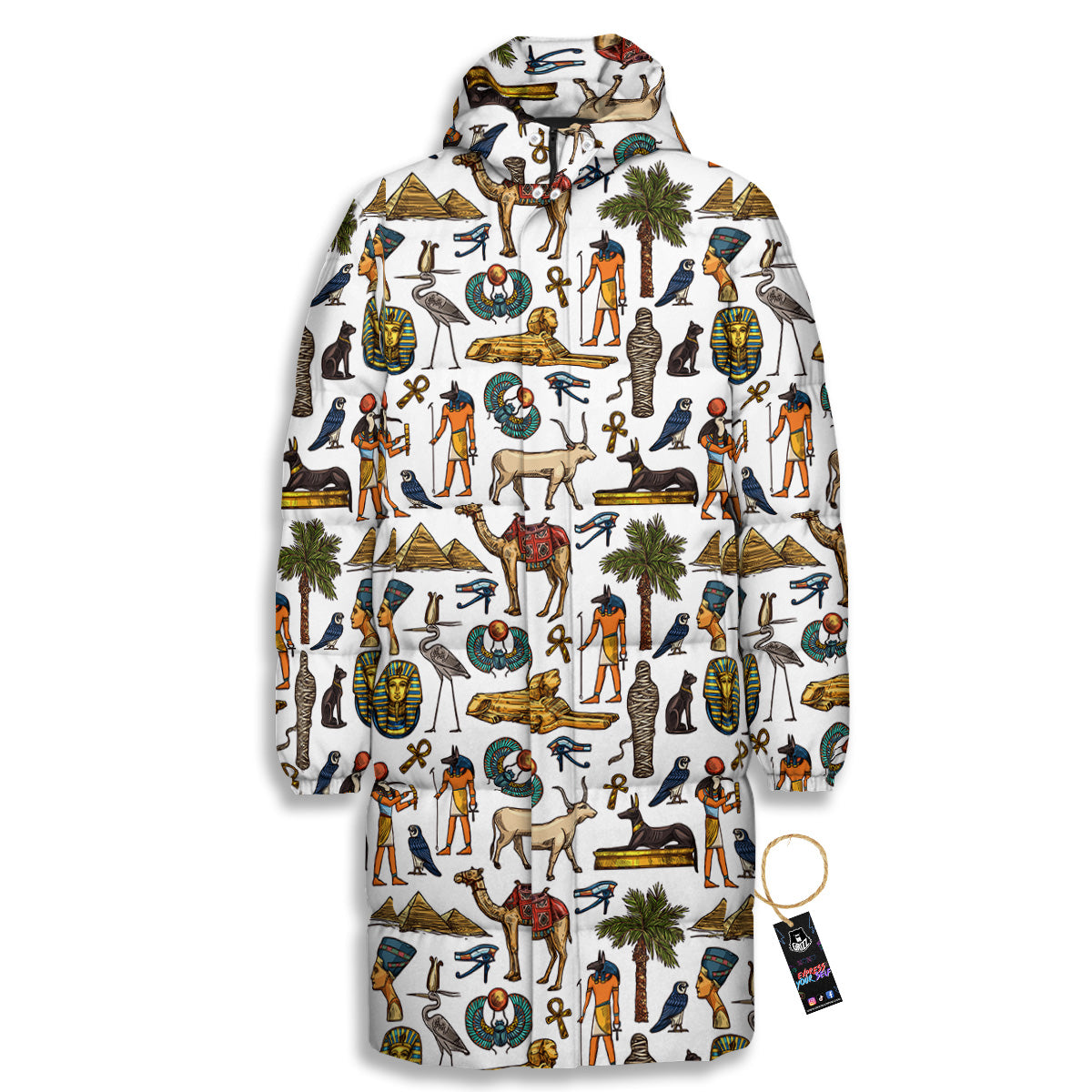 Egypt Religion Symbols Print Pattern Long Down Jacket