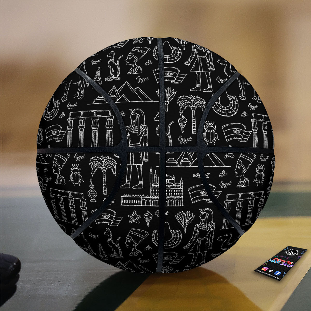 Egypt White And Black Print Pattern Basketball