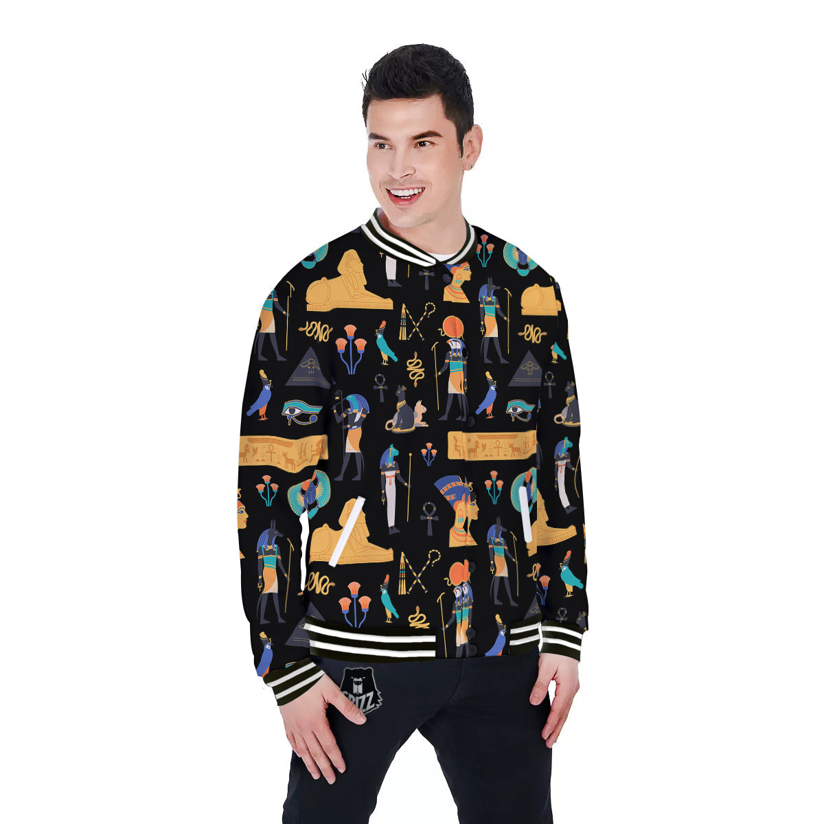 Egyptian Ancient Print Pattern Baseball Jacket-grizzshop