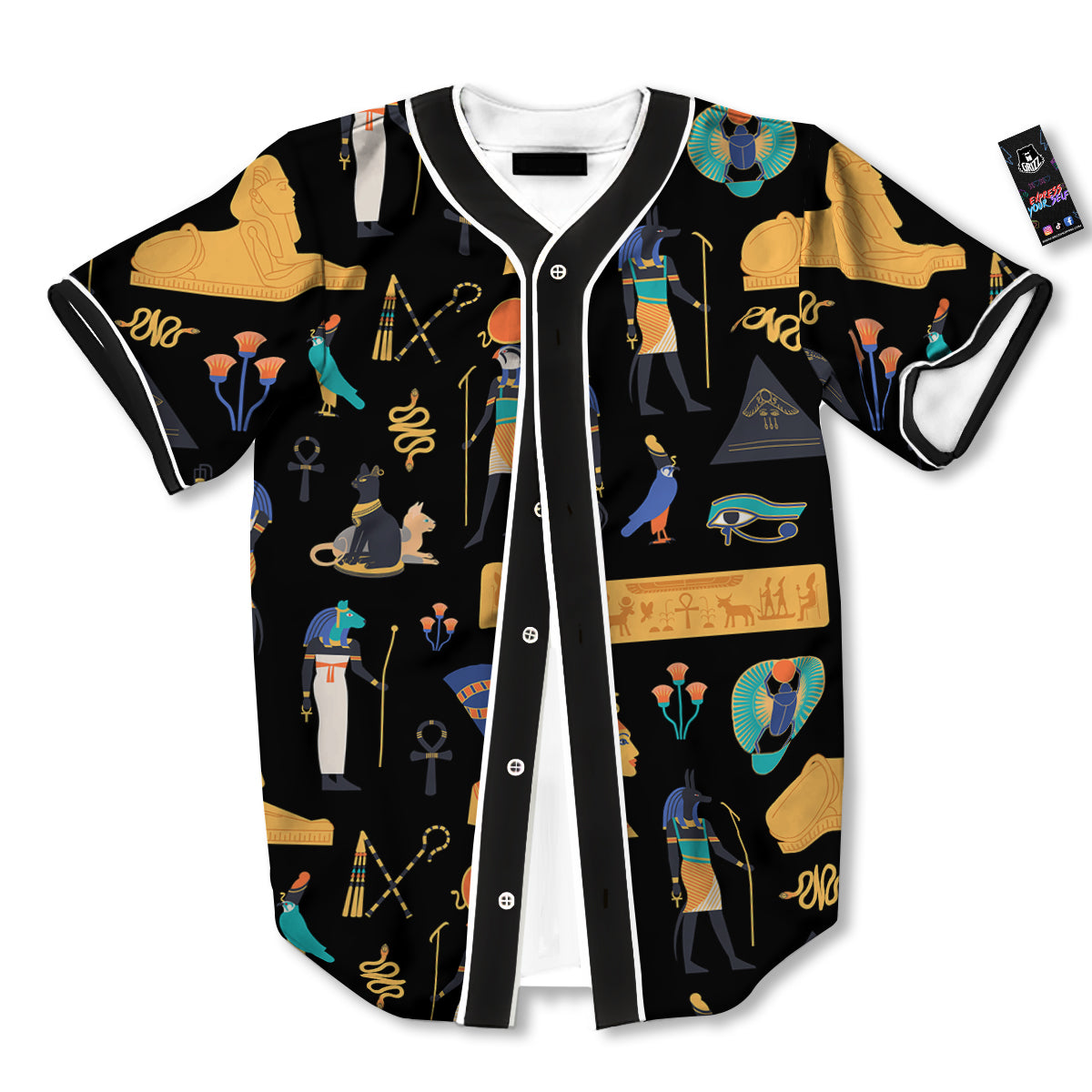 Egyptian Ancient Print Pattern Baseball Jersey-grizzshop
