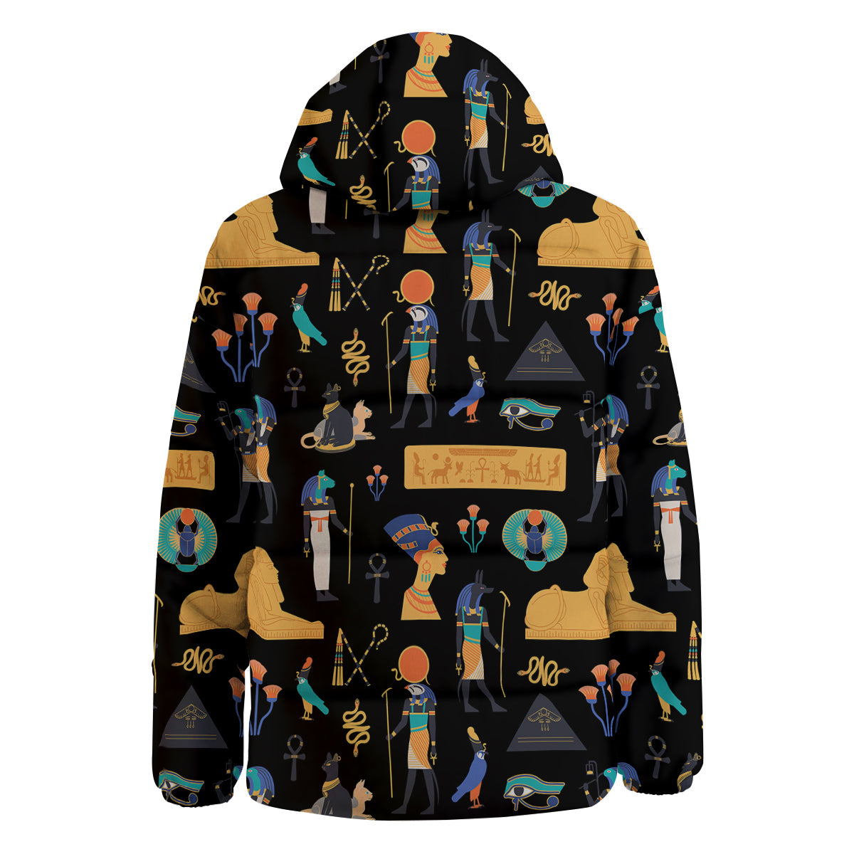 Egyptian Ancient Print Pattern Down Jacket-grizzshop
