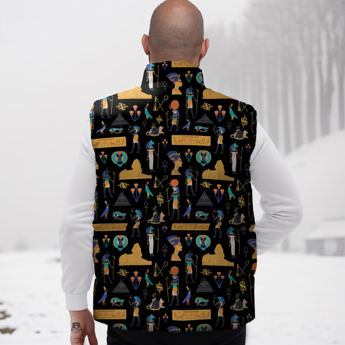 Egyptian Ancient Print Pattern Down Vest