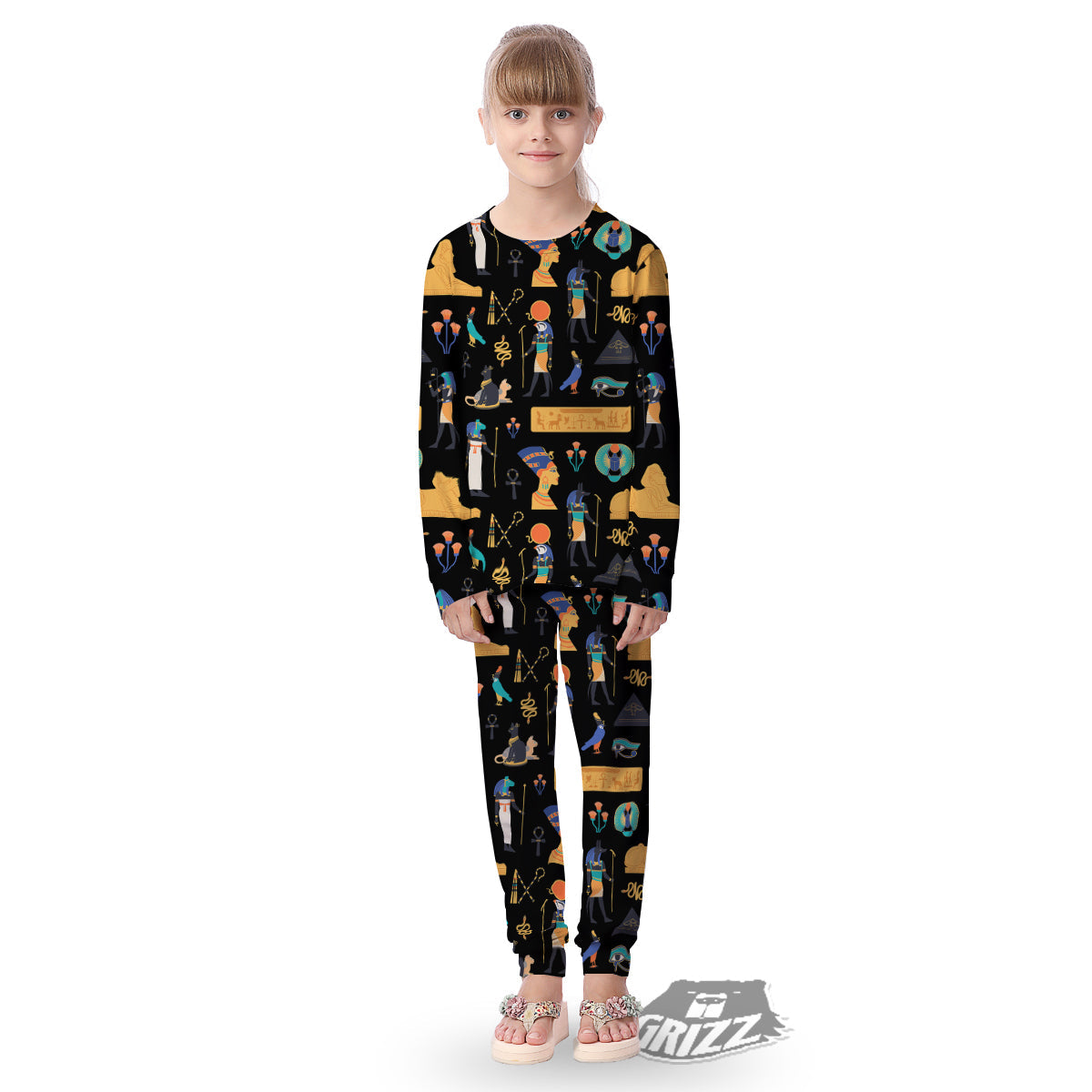 Egyptian Ancient Print Pattern Kid's Pajamas-grizzshop