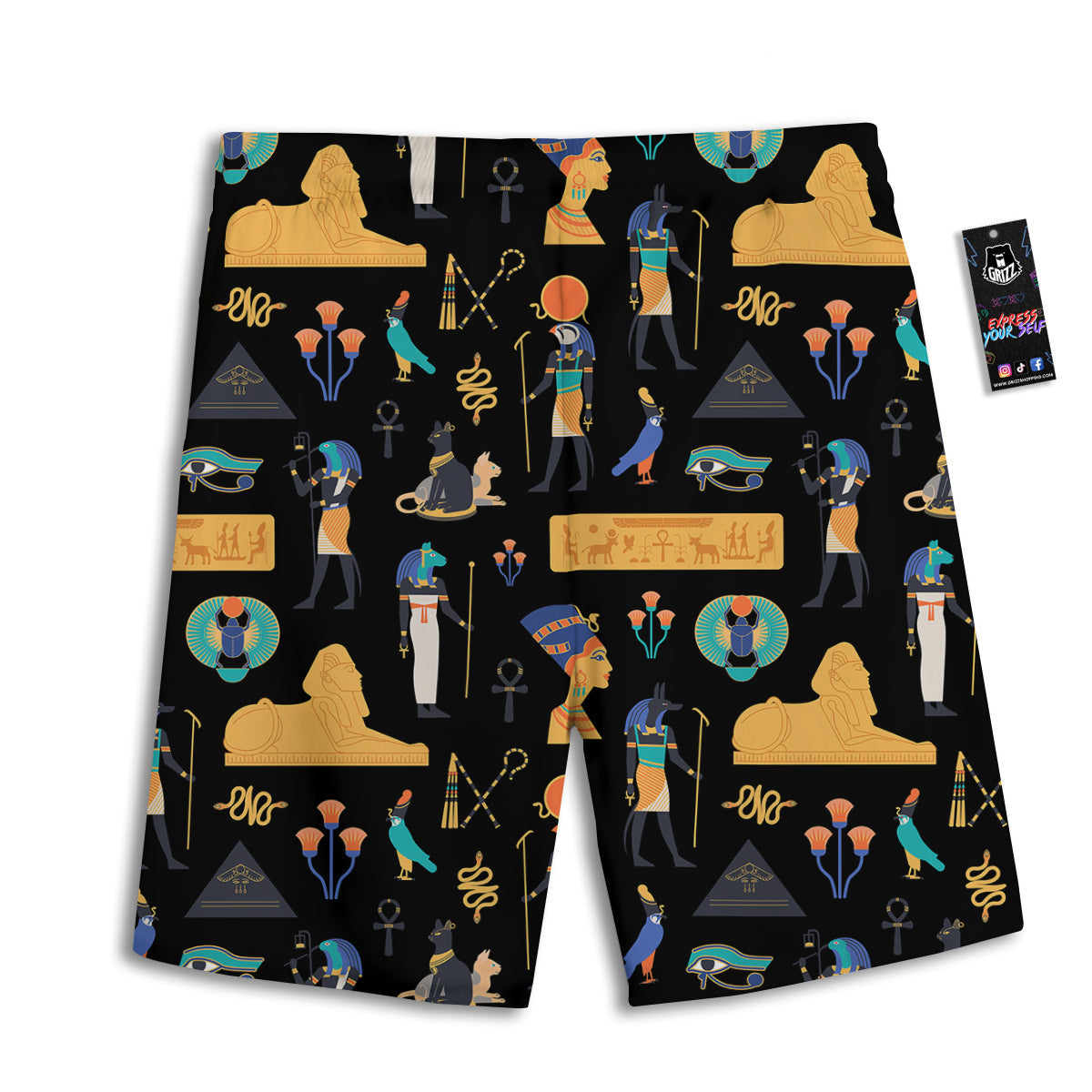 Egyptian Ancient Print Pattern Men's Athletic Shorts