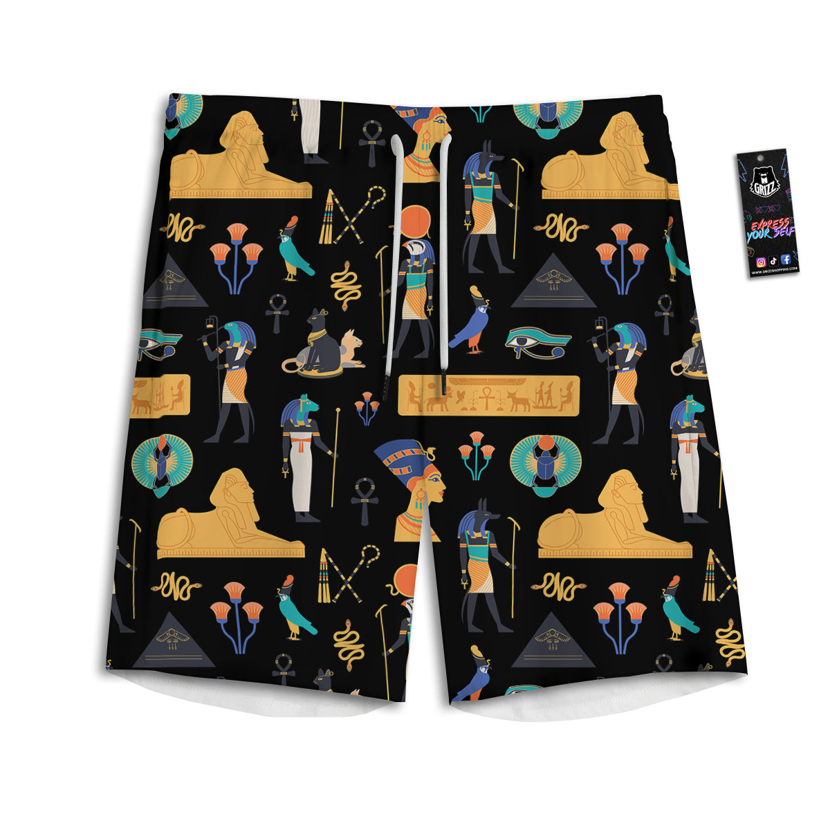 Egyptian Ancient Print Pattern Men's Athletic Shorts