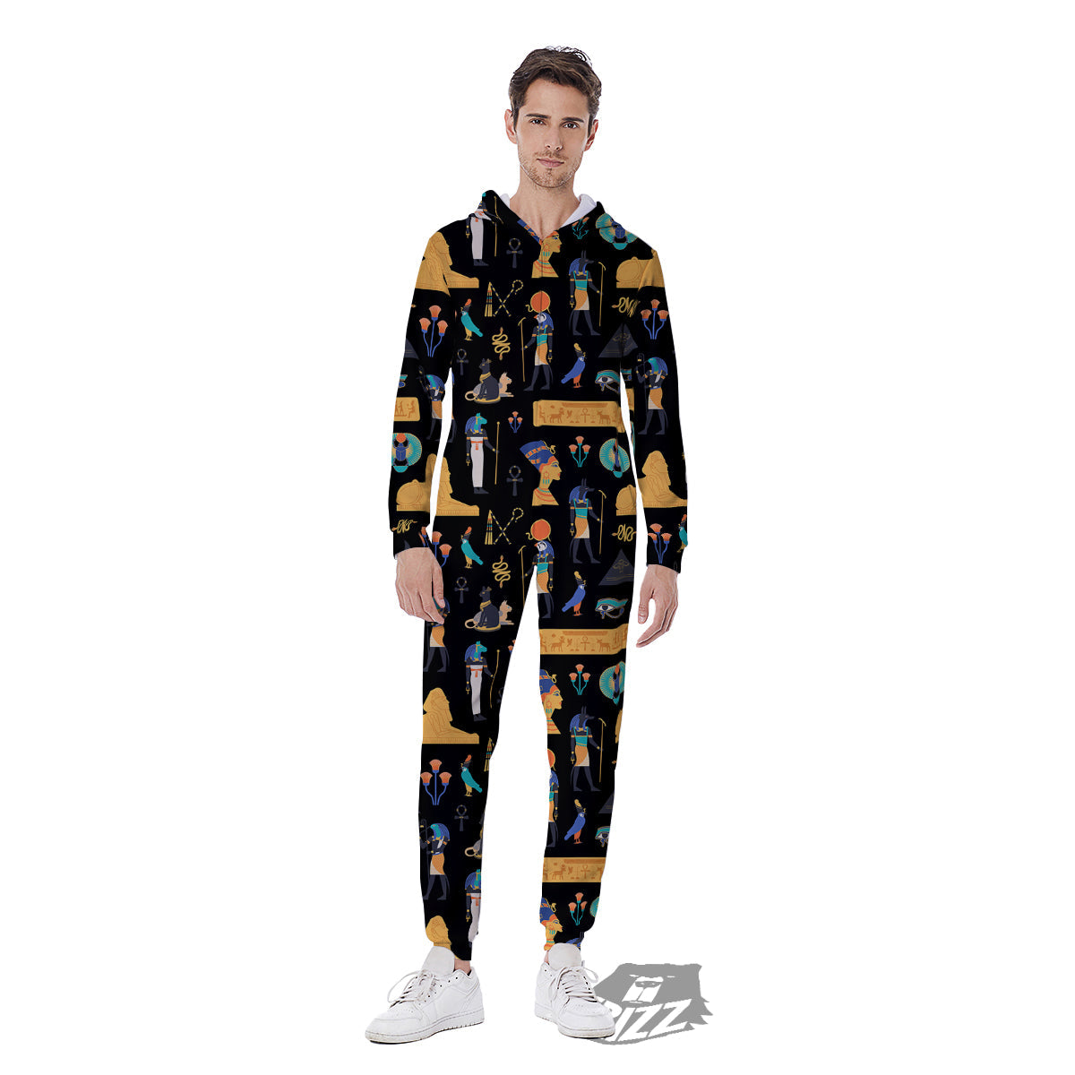 Egyptian Ancient Print Pattern Men's Jumpsuit-grizzshop