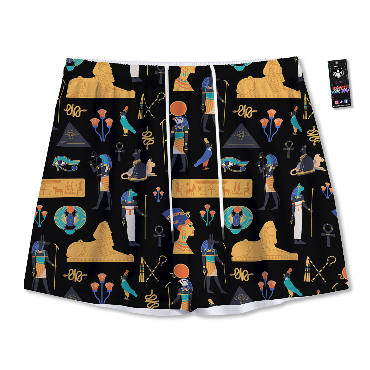 Fox Cute Print Pattern Mesh Shorts