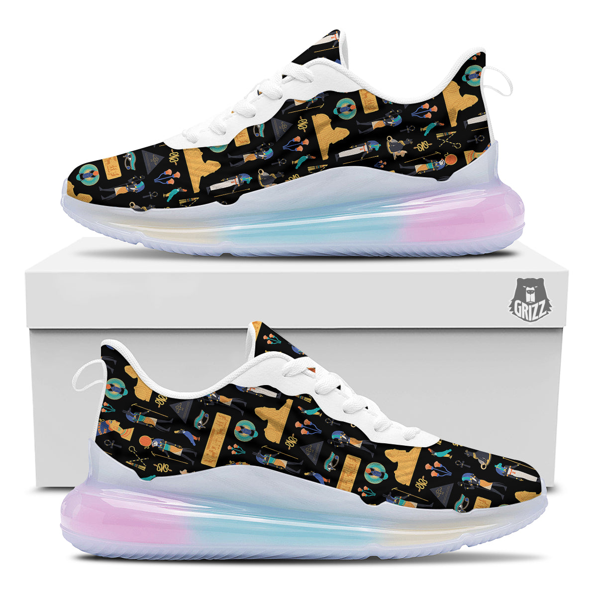 Egyptian Ancient Print Pattern Running Sneakers-grizzshop