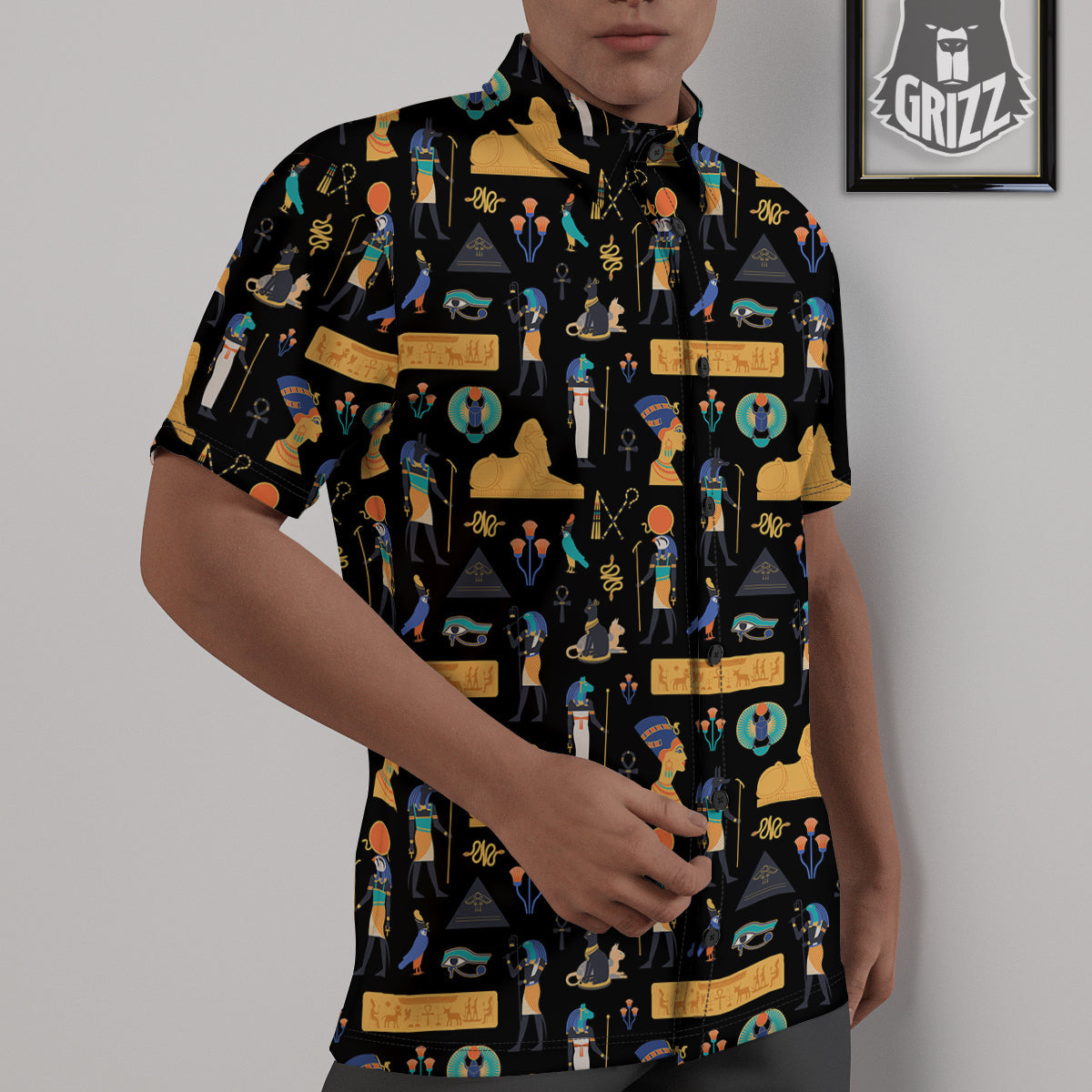 Egyptian Ancient Print Pattern Untucked Shirts-grizzshop
