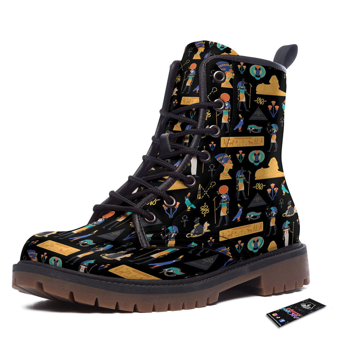 Egyptian Ancient Print Pattern Work Boots-grizzshop