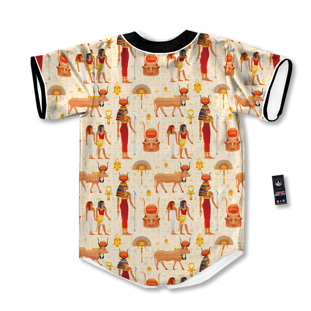 Egyptian Cow Hathor Goddess Print Pattern Baseball Jersey-grizzshop